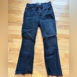 Madewell Cali Demi boot cut raw hem button front